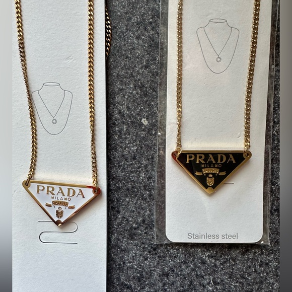Two Prada white and Black Stainless Steel Necklaces - Picture 2 of 8
